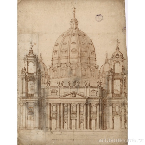 Фасад собора Святого Петра с боковыми колокольнями, созданными Л. Бернини