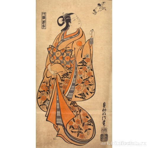 Куртизанка, изображающая китайского мудреца Джанг Гуолао (Тёкаро)