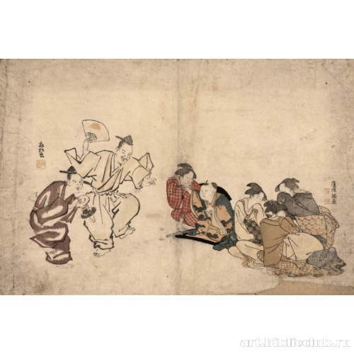 Женщины и дети, смотрящие представление Мандзаи