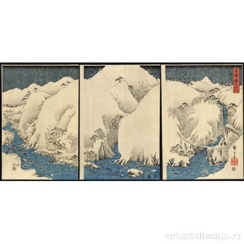 Горная река и заснеженные горы Кисо