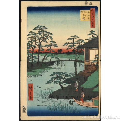 Поля и огороды на берегу Утигава у храма Мокубодзи