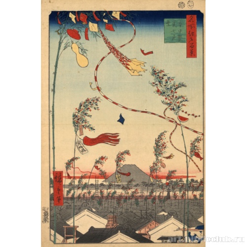 Городские улицы в парадном убранстве в праздник Танабата