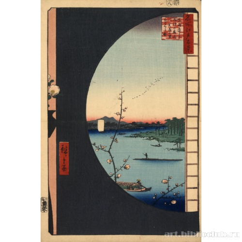 Вид на святилище Суидзин, Залив Утигава и Сэкия из района Массаки