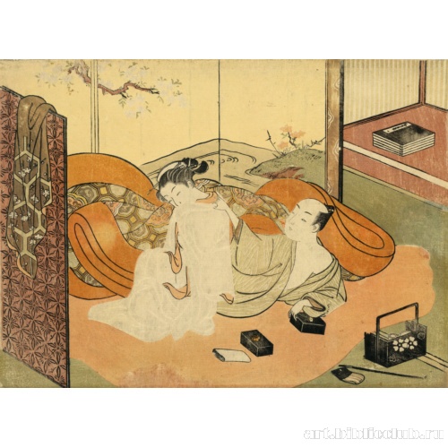 Куртизанка и ее гость в кровати