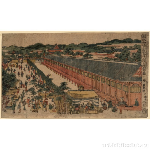 Перспективный рисунок храма Сандзюсангэн-до, в Фукагава в Эдо