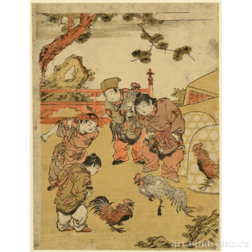 Китайские дети, проводящие петушиные бои