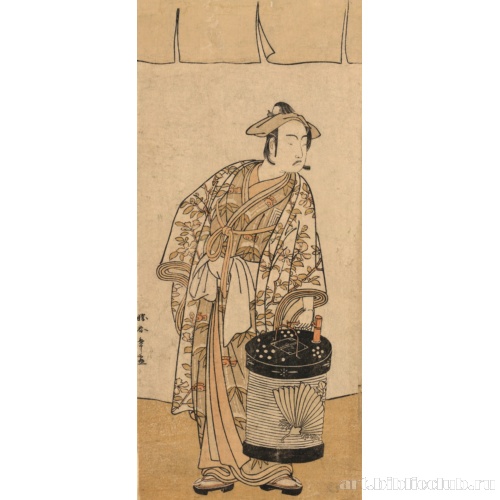 Актер Итикава Монносукэ II, держащий бумажный фонарик