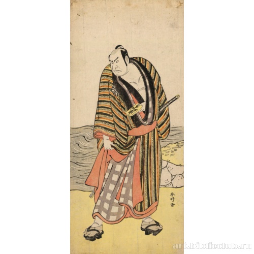 Актер Накамура Накадзо, держащий в руке талон на рис