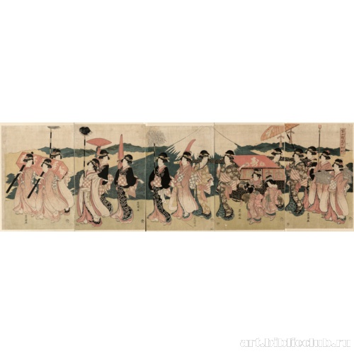 Процессия с цветами перед горой Фудзи