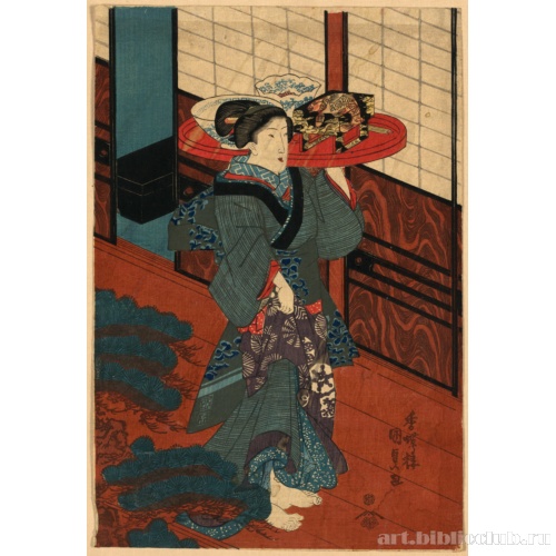 Служанка, несущая поднос с едой