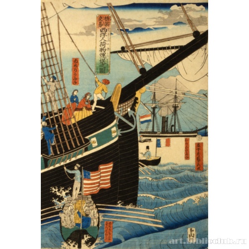 Западные торговцы в Йокогама, занимающиеся перевозкой товара и граждан западных стран