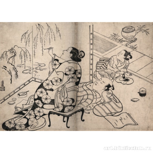 Куртизанка, разрисовывающая ширму