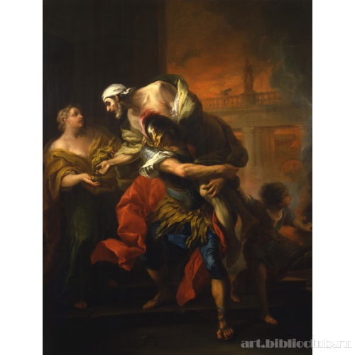 Эней спасает отца от пожара в Трое