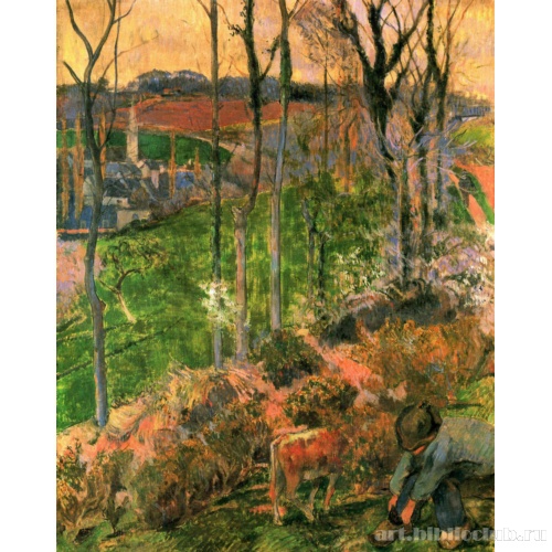 Маленький бретонец, поправляющий деревянный башмак