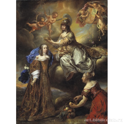 Аллегория Хедвиг Элеоноры, (1636-1715), коронуемой Минервой