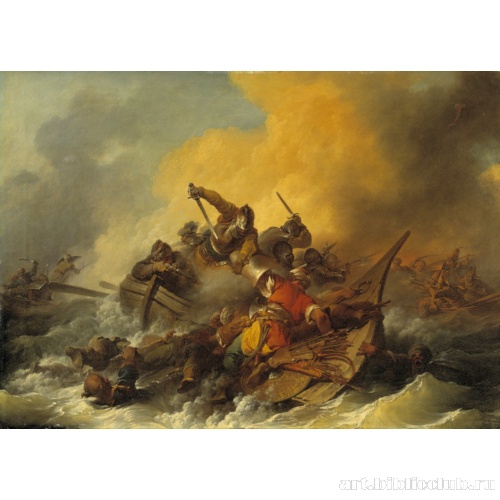 Битва на море между солдатами и восточными пиратами