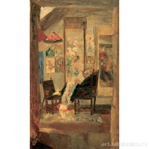 Скелет, рассматривающий китайские гравюры