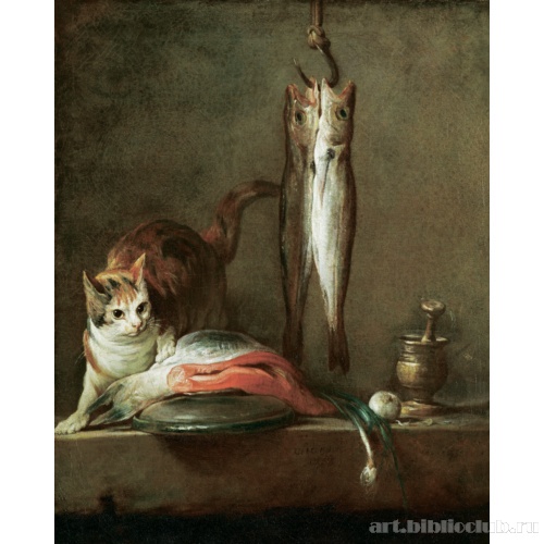 Натюрморт с котом и рыбой