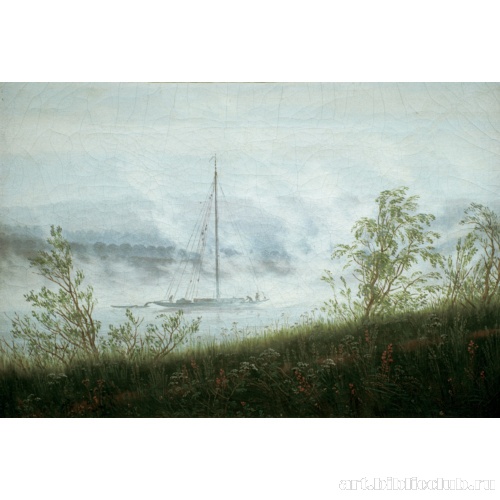 Лодка на Эльбе в утреннем тумане