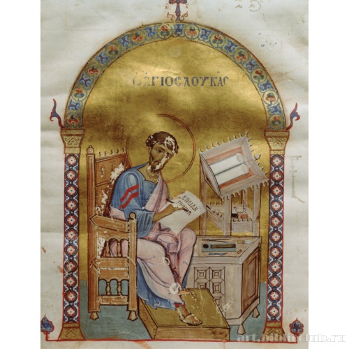 Лист из лекционария с изображением святого апостола Луки