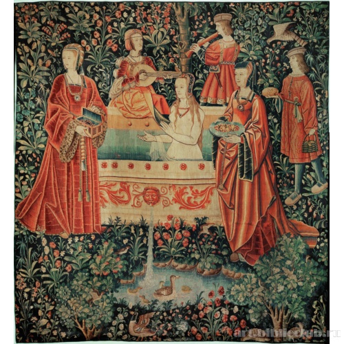 Сцена из жизни обитателей замков: Купание дамы