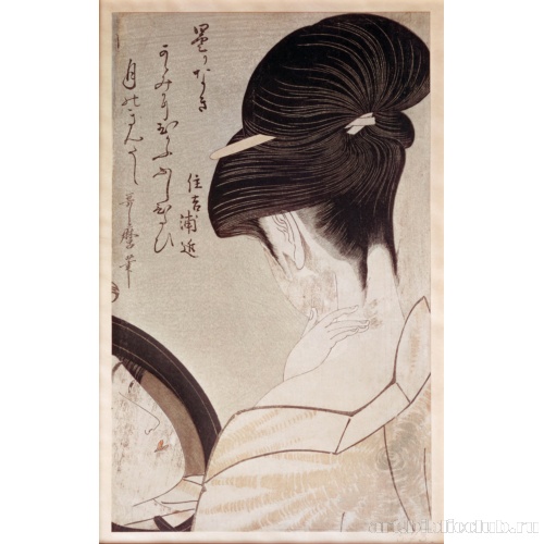 Гейша в доме Сумиоши перед зеркалом