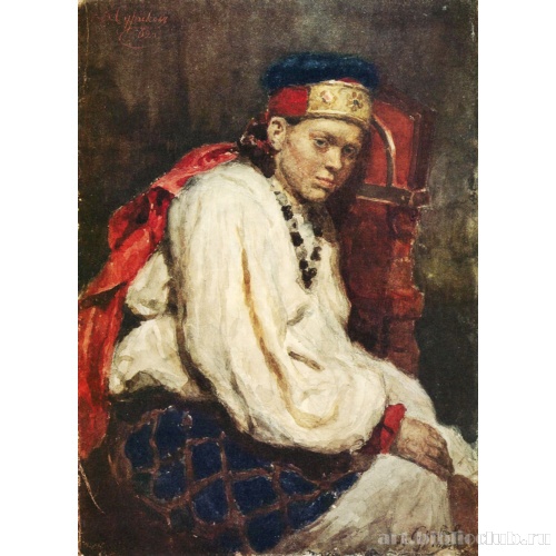 Натурщица в старинном русском костюме