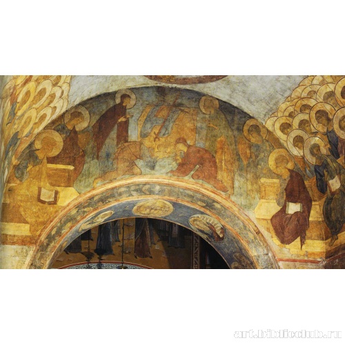 Престол уготованный. Фрагмент росписи Успенского собора во Владимире «Страшный суд»