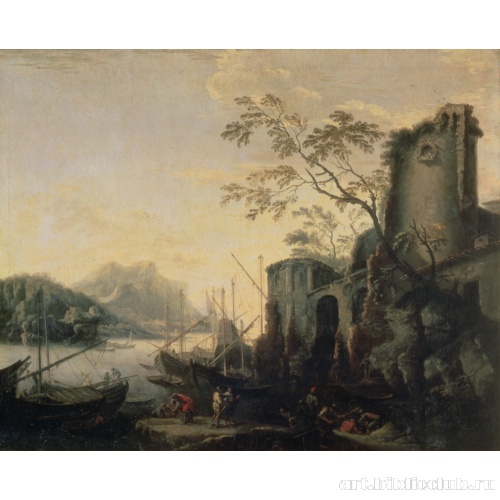 Морской пейзаж с судами и руинами