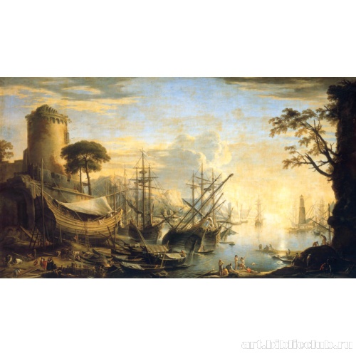 Морской порт на закате