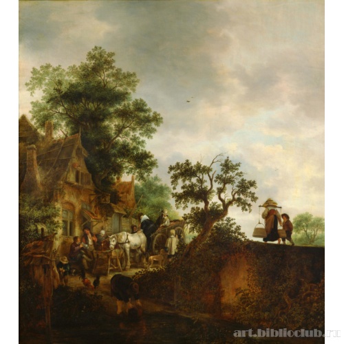 Путешественники, остановившиеся около гостиницы