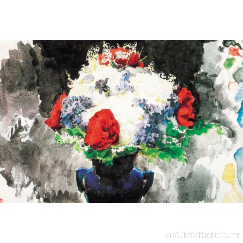 Цветы в синей вазе