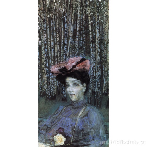 Портрет Н. И. Забелы-Врубель на фоне березок