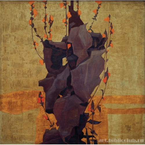 Стилизованные цветы на декоративном фоне, натюрморт