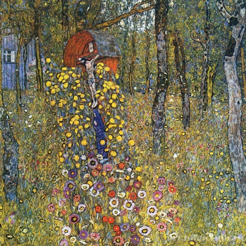 Сельский сад с распятием