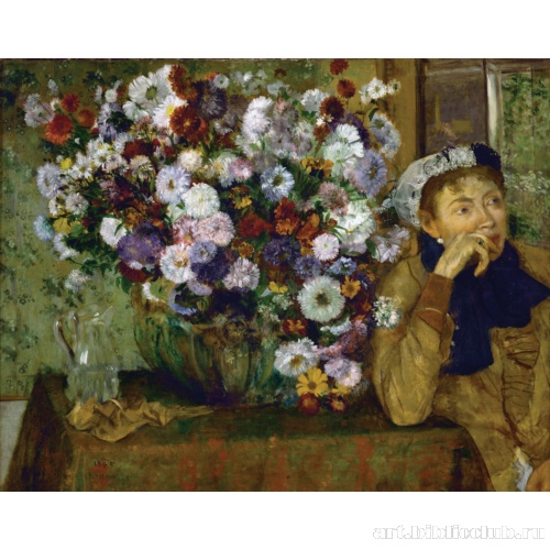 Женщина у вазы с цветами