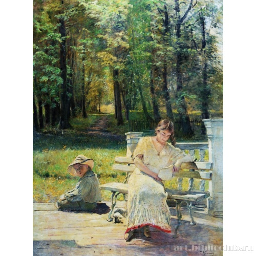 Оленька и Коля на крыльце дачи