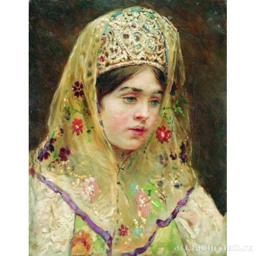 Портрет девушки в русском костюме. Фрагмент
