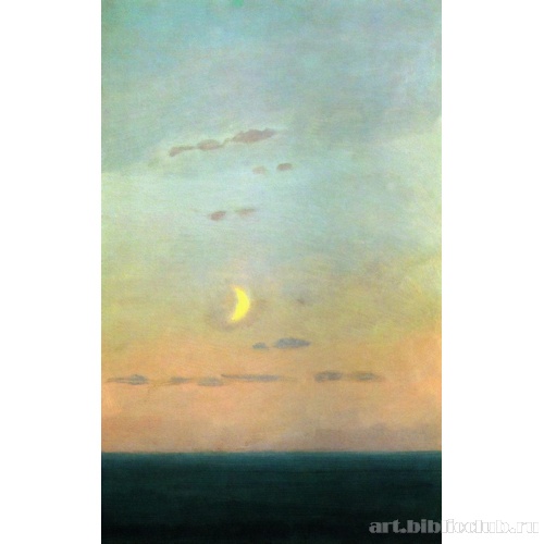 Лунный серп на фоне заката