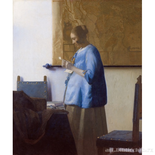 Дама в голубом, читающая письмо