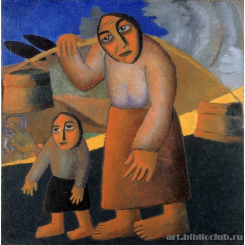 Крестьянка с ведрами и ребенком