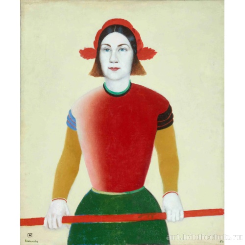 Девушка с красным древком