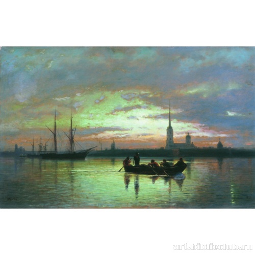 Вид Петербурга лунной ночью