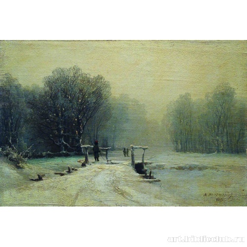 Зимний пейзаж с мостиком