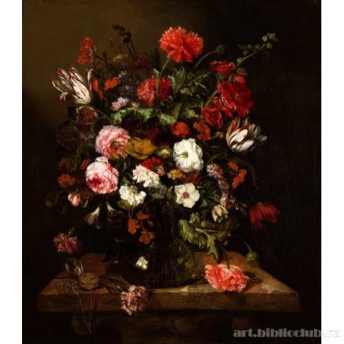 Цветочный натюрморт с часами