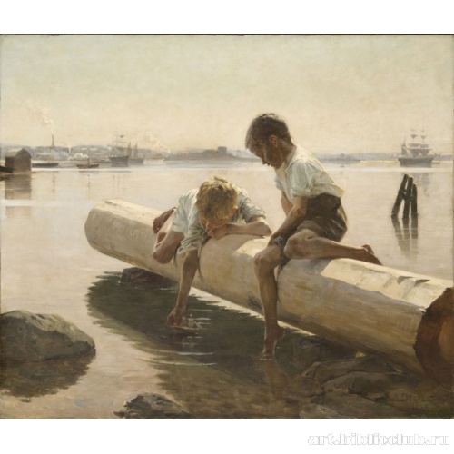 Два мальчика на бревне (Маленькая лодка)