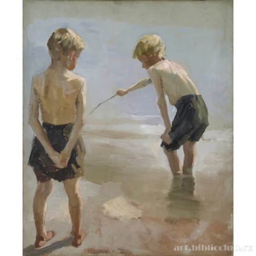 Мальчики играют на берегу