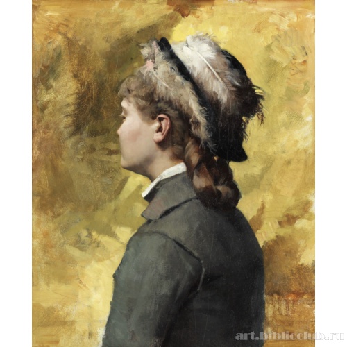 Молодая женщина в сером