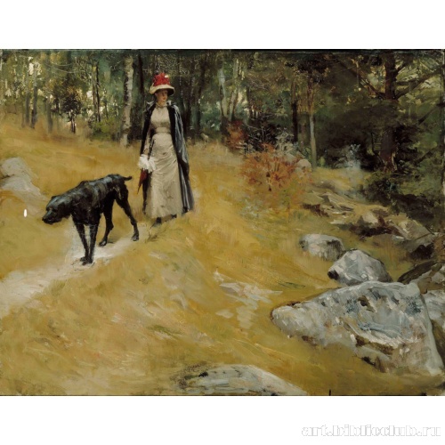 На берегу (Энни Эдельфельт с собакой)