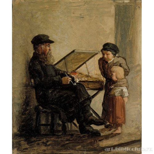 Русский продавец сладких пирожных на рынке Южной гавани Хельсинки, набросок